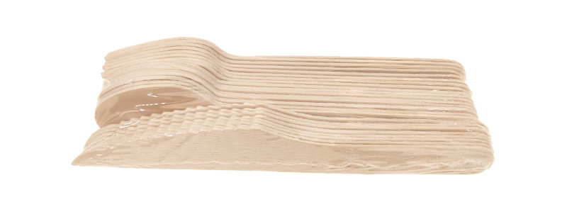 PE Film Shrink Packed Disposable Wooden Cutlery Set of 24PCS Assorted