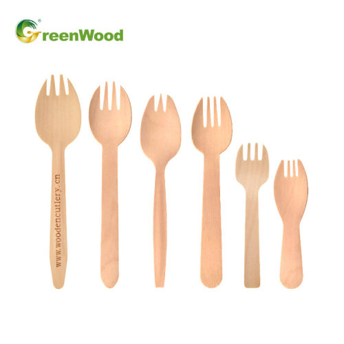 Eco-Friendly Biodegradable Disposable Wooden Spork Made in Chinese Factories