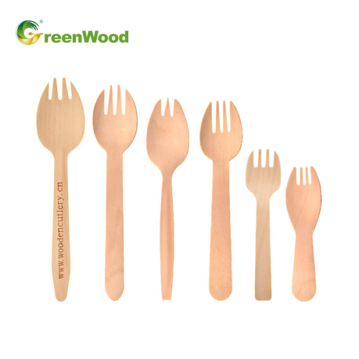 Eco-Friendly Biodegradable Disposable Wooden Spork Made in Chinese Factories