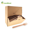 Disposable Wooden Cutlery In Paper Box Used At The Party Eco-friendly Compostable Wooden Tableware Kits