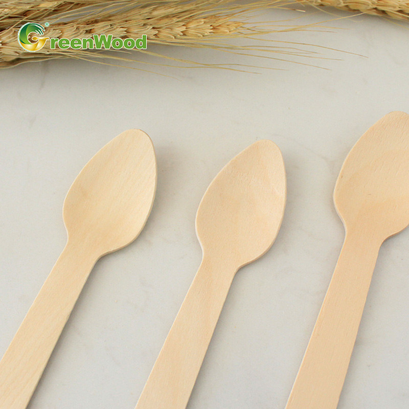 Ice Cream Spoon,110mm Wooden Ice Cream Spoon,Small Disposable Wooden Spoon,Environmentally Friendly Biodegradable Spoon