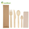 Wooden Tableware Set Disposable Wooden Cutlery Set For Food Catering Birch Material Cutlery Kit