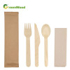 Wooden Tableware Set Disposable Wooden Cutlery Set For Food Catering Birch Material Cutlery Kit