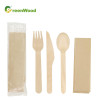 Birch Cutlery Eco-Friendly Disposable Wooden Cutlery Kit with OPP Wrapped Wooden Tableware