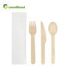 Private Label Wooden Cutlery Set Eco-Friendly Disposable Wooden Tableware Set with White Paper Bag Cutlery Set Customized Logo