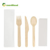 Private Label Wooden Cutlery Set Eco-Friendly Disposable Wooden Tableware Set with White Paper Bag Cutlery Set Customized Logo
