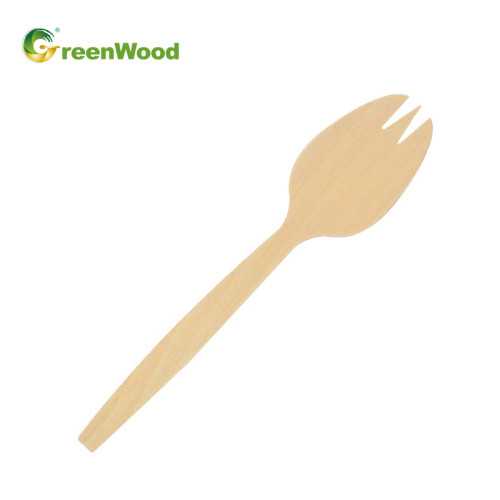 147mm Disposable Wooden Spork | Eco-friendly Compostable Spork Natural Biodegradable Wooden Spork Wholesale