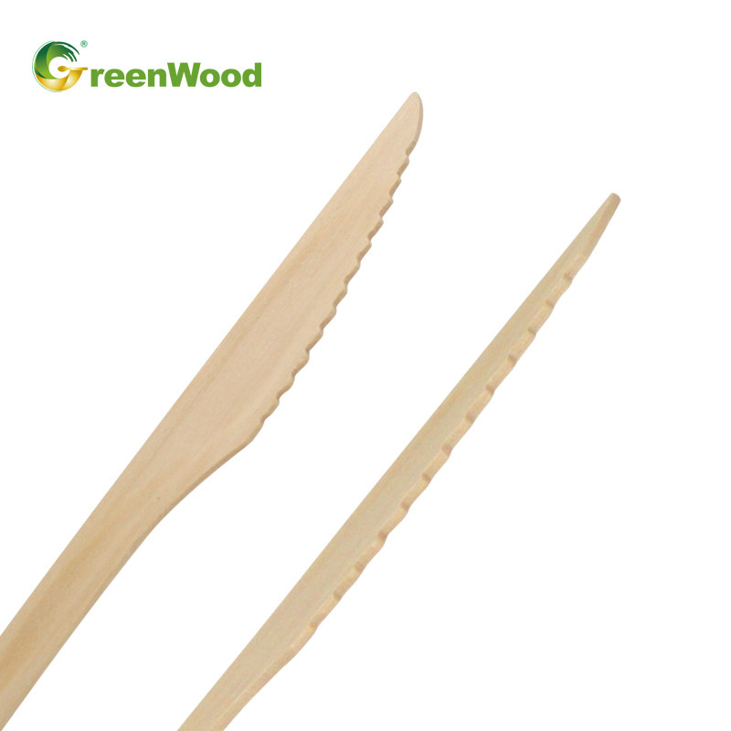 165mm Disposable Wooden Knife With Raised Handle | Natural Biodegradable Wooden Knife | Eco-friendly Compostable Knives