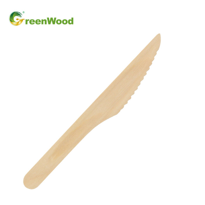 165mm Disposable Wooden Knife With Raised Handle | Natural Biodegradable Wooden Knife | Eco-friendly Compostable Knives