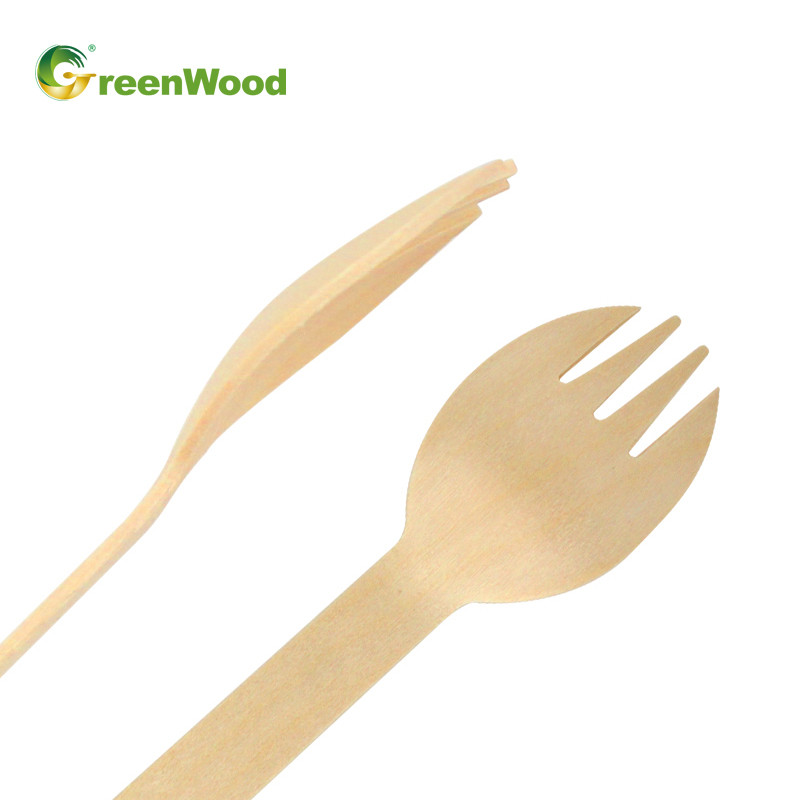 160mm Disposable Wooden Spork | Eco-friendly Compostable Spork | Natural Biodegradable Wooden Spork