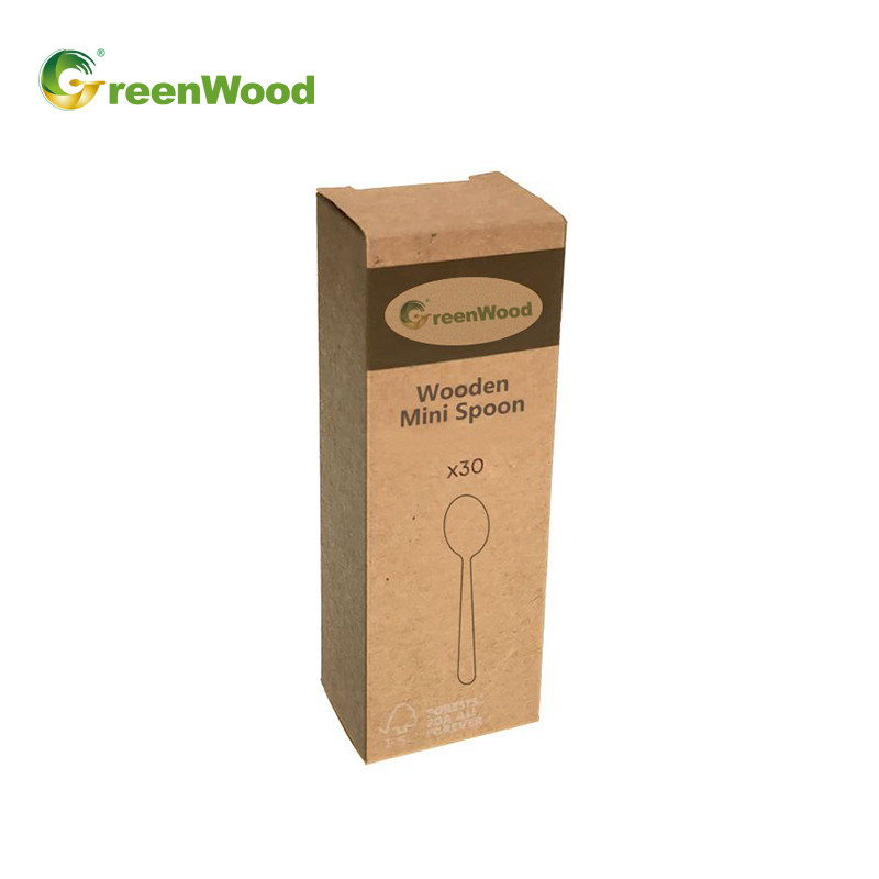 Disposable Wooden Spoons with CDU Packing Eco-Friendly Wooden Cutlery With SRP Box Tableware