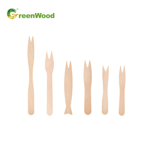 Eco-Friendly Biodegradable Disposable Wooden Fruit Fork for Party Use Wooden Cake Fork Chip Fork